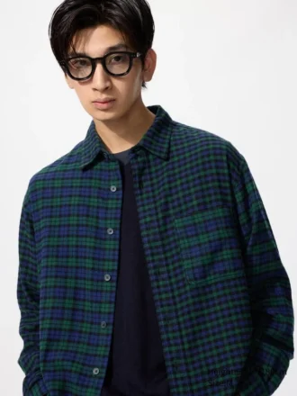 Chemise à carreaux en flanelle pour homme