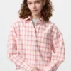 Chemise courte ajustée Oxford pour femme | À carreaux Chemise courte ajustée Oxford pour femme | À carreaux