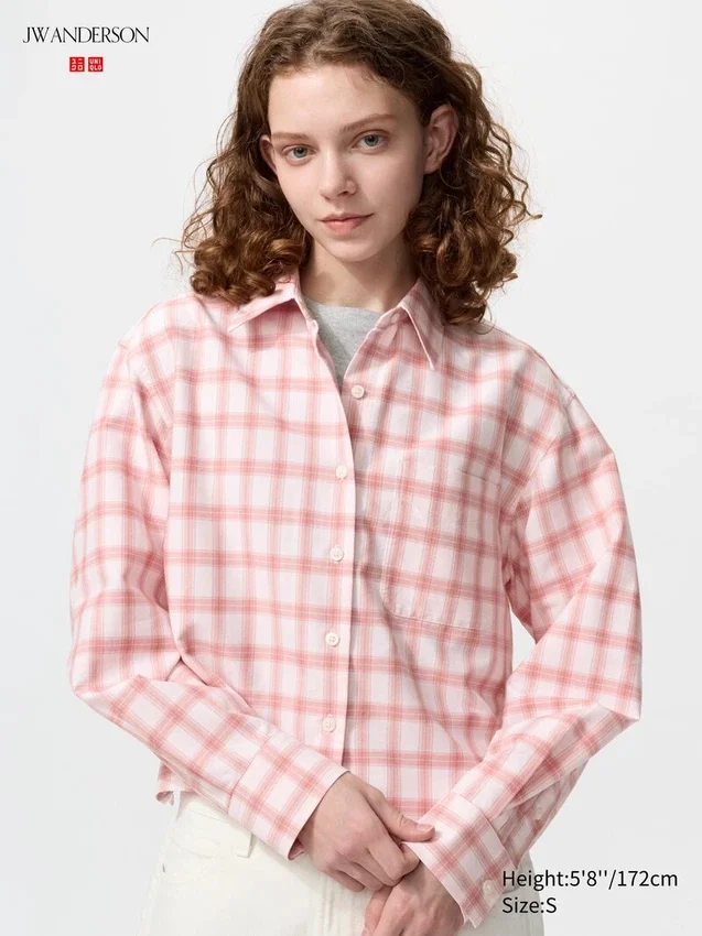 Chemise courte ajustée Oxford pour femme | À carreaux Chemise courte ajustée Oxford pour femme | À carreaux