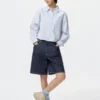 Chemise courte ajustée Oxford pour femme | À carreaux