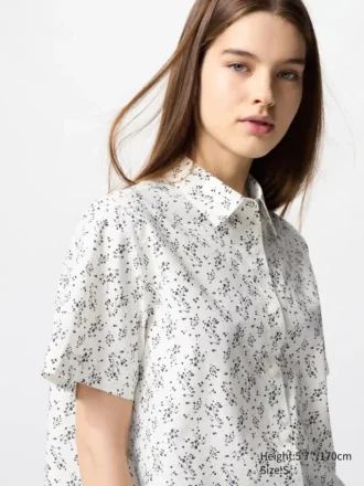 Chemise courte en coton pour femme | Imprimée
