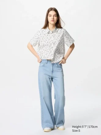Chemise courte en coton pour femme | Imprimée