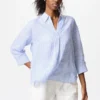 Chemise en Premium Linen pour femme à col bateau | Rayée