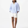 Chemise en Premium Linen pour femme à col bateau | Rayée