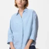Chemise femme Premium Linen à col bateau et manches 3/4 | Rayée