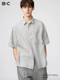 Chemise oversize en Premium Linen pour homme | Manches courtes Chemise oversize en Premium Linen pour homme | Manches courtes