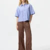Chemise Oxford courte à manches courtes pour femme | Rayée