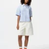 Chemise Oxford courte à manches courtes pour femme | Rayée