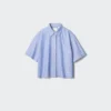 Chemise Oxford courte à manches courtes pour femme | Rayée