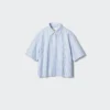 Chemise Oxford courte à manches courtes pour femme | Rayée