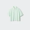 Chemise Oxford courte à manches courtes pour femme | Rayée