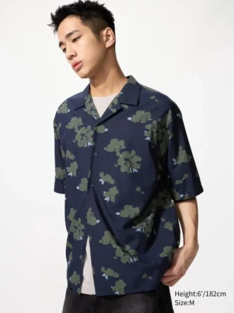 Chemise unisexe à col ouvert | Manches courtes | Imprimée