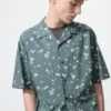 Chemise unisexe à col ouvert | Manches courtes | Imprimée