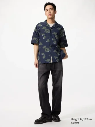 Chemise unisexe à col ouvert | Manches courtes | Imprimée
