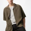 Chemise unisexe en coton et lin | Manches courtes