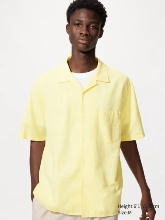 Chemise unisexe en coton et lin | Manches courtes