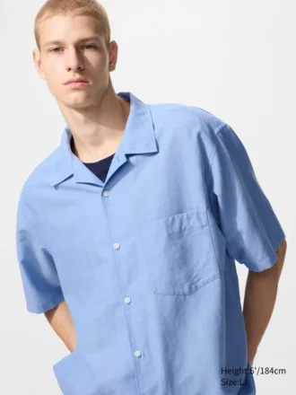 Chemise unisexe en coton et lin | Manches courtes