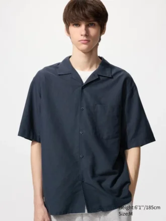 Chemise unisexe en coton et lin | Manches courtes