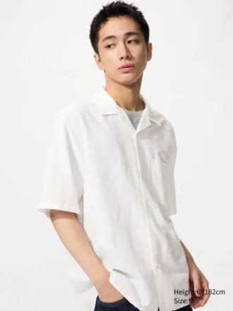 Chemise unisexe en coton et lin | Manches courtes