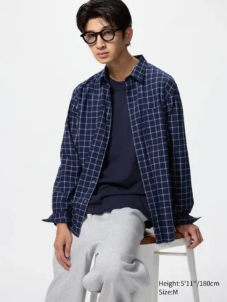 Chemise unisexe en drap | Col classique | À carreaux
