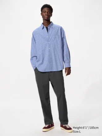 Chemise unisexe en drap | Col classique | À carreaux