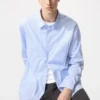Chemise unisexe en drap | Col classique | Rayée