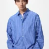 Chemise unisexe en drap | Col classique | Rayée