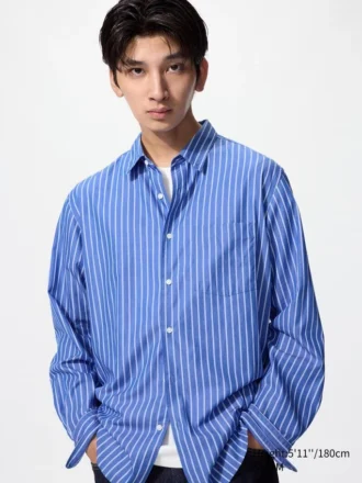 Chemise unisexe en drap | Col classique | Rayée