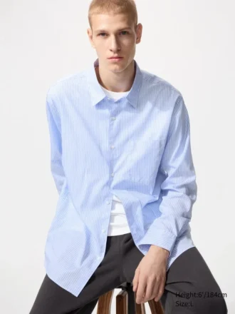 Chemise unisexe en drap | Col classique | Rayée