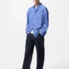 Chemise unisexe en drap | Col classique | Rayée