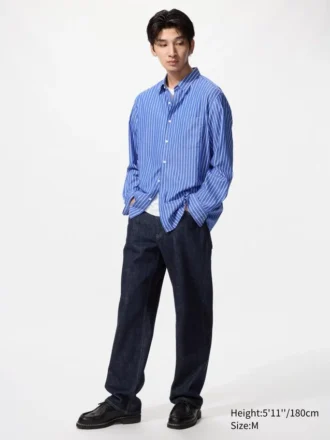 Chemise unisexe en drap | Col classique | Rayée