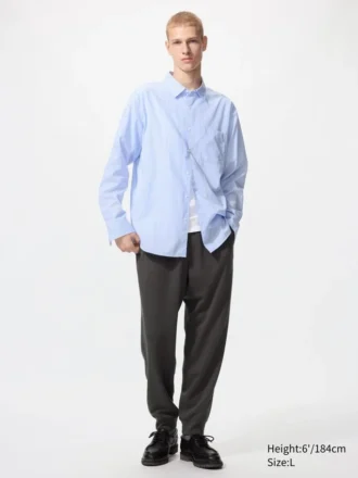Chemise unisexe en drap | Col classique | Rayée