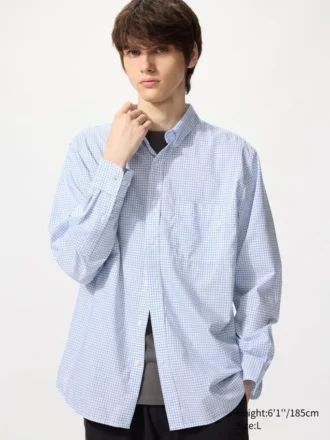 Chemise unisexe en popeline | Boutonnée | À carreaux