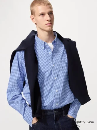 Chemise unisexe en popeline | Boutonnée | À carreaux