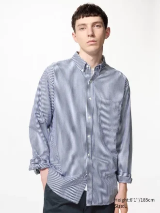 Chemise unisexe en popeline | Boutonnée | Rayée