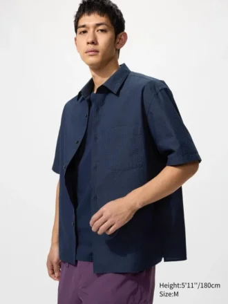 Chemise unisexe en seersucker | Manches courtes