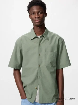 Chemise unisexe en seersucker | Manches courtes