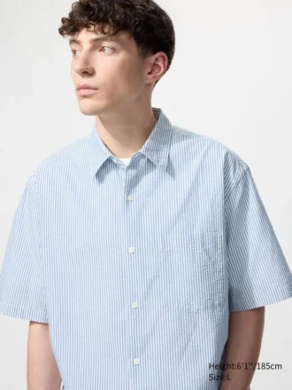 Chemise unisexe en seersucker | Manches courtes | Rayée