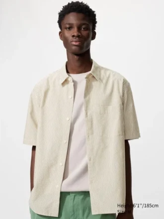Chemise unisexe en seersucker | Manches courtes | Rayée