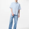 Chemise unisexe en seersucker | Manches courtes | Rayée Chemise unisexe en seersucker | Manches courtes | Rayée
