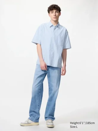 Chemise unisexe en seersucker | Manches courtes | Rayée