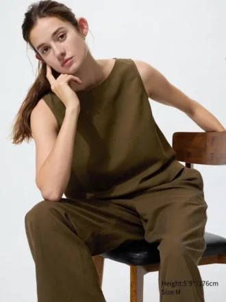 Chemisier en mélange de lin pour femme | Sans manches Chemisier en mélange de lin pour femme | Sans manches