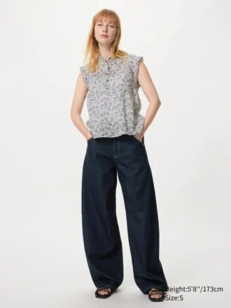 Chemisier femme en coton léger à plis creux | Sans manches | Imprimé Chemisier femme en coton léger à plis creux | Sans manches | Imprimé