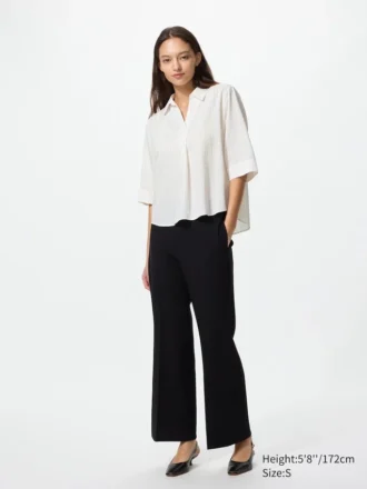 Chemisier femme en rayonne à col skipper et manches 3/4 | Rayée Chemisier femme en rayonne à col skipper et manches 3/4 | Rayée