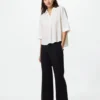 Chemisier femme en rayonne à col skipper et manches 3/4 | Rayée Chemisier femme en rayonne à col skipper et manches 3/4 | Rayée
