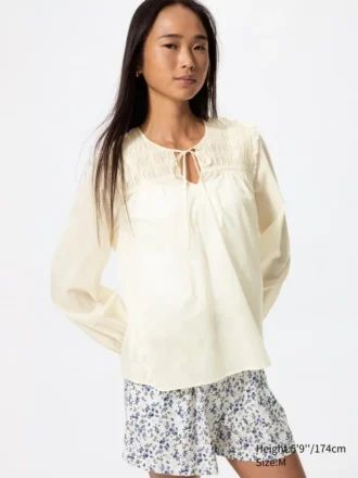Chemisier froncé en coton léger pour femme Chemisier froncé en coton léger pour femme