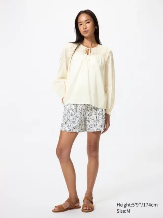 Chemisier froncé en coton léger pour femme Chemisier froncé en coton léger pour femme