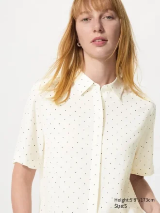 Chemisier à manches courtes en rayonne pour femme | À pois