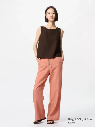 Chemisier sans manches en mélange de lin pour femme Chemisier sans manches en mélange de lin pour femme