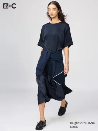 Jupe longue en satin pour femme